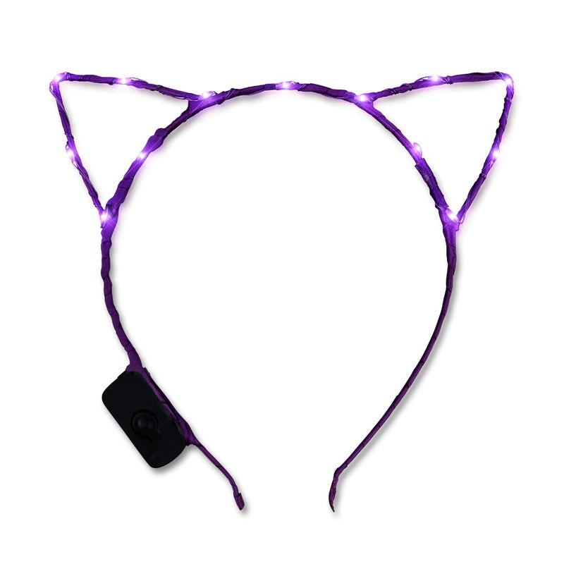 FlashingBlinkyLights Starlight Kitty Light Up Cat Ears Headband with Purple LED Lights - Image 3